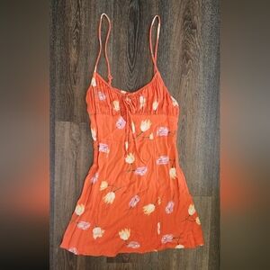 Urban Outfitters Floral Orange Sundress Small